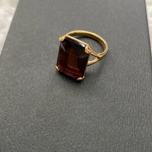 Vintage huge amber stone gold over ring